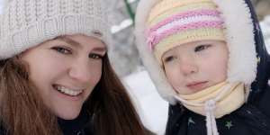 Anna Viktorova with her daughter,Milana,in Ukraine. 