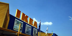 ikea. ikea home furnishing store in brisbane with blue sky. wed 12 oct 05. afr generic. pix robert rough. lifestyle,furniture,household,decorating. SPECIALX XXXX