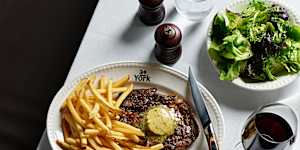 Steak frites with umami butter.