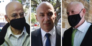 Eddie Obeid,Moses Obeid and Ian Macdonald on October 21 before they were sentenced.