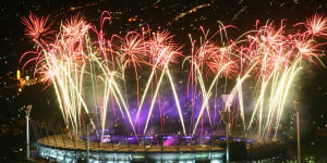 Fireworks at the closing ceremony of the 2006 Games at the MCG,which will host the 2026 opening ceremony.