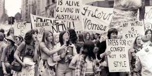 1972 protest march for women’s rights.