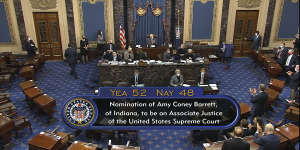 The vote total in the US Senate on the confirmation of Amy Coney Barrett to become a Supreme Court justice.