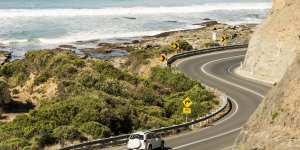 The Great Ocean Road twists and turns just outside the township of Lorne.