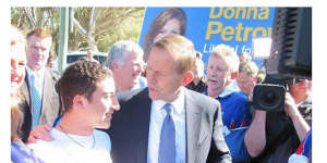 Stefan Eracleous on the campaign trail with former prime minister Tony Abbott in 2013.