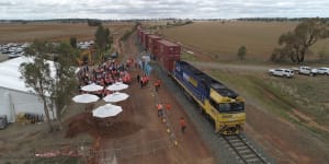 Working getting underway on the inland rail project in regional NSW. At the time,it was expected to cost $10 billion. It’s price tag is now $31 billion.