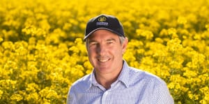 GrainCorp chief executive Robert Spurway has announced record half-year profits.