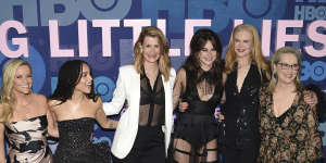 Reese Witherspoon,from left,Zoe Kravitz,Laura Dern,Shailene Woodley,Nicole Kidman and Meryl Streep attend the premiere of HBO's"Big Little Lies"season two in New York.