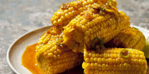 Corn with smoked paprika,chilli butter glaze and lime.