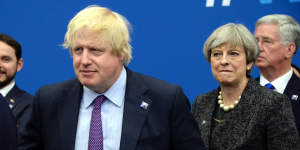 Boris Johnson,then foreign secretary,with the woman he replaced as prime minister Theresa May in 2017.
