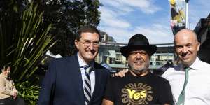 Julian Leeser with Indigenous leader Noel Pearson and NSW Liberal MP Matt Kean.