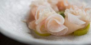 Go-to dish:Kingfish with white fungus,burnt garlic and miso cream.