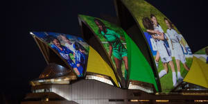 The Sydney Opera House lights up in support of Australia and New Zealands joint bid to host the FIFA Womens World Cup 2023. 25th June 2020. Photo:Edwina Pickles/ SMH