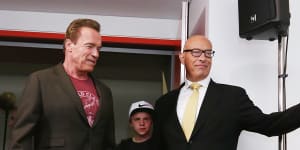 Max Markson in 2015 with Arnold Schwarzenegger.