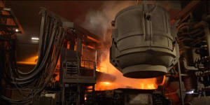 Green steel being produced.
