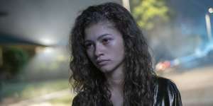 Zendaya as the troubled Rue in season one of Euphoria.