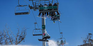 The lifts at Thredbo on the opening day of the season. 
