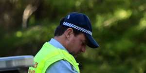 The police operation at Wentworth Falls on Tuesday.