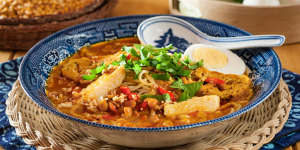 This lemongrass-infused rice noodle and fish soup called mohinga is considered to be Myanmar’s national dish.