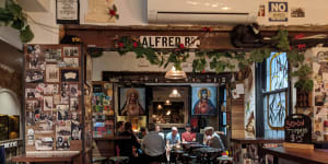 Oh Hey WA tours at Alfred's Pizzeria,a grungy no-nonsense place open to midnight.