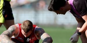 Tim Membrey was injured after taking a mark against Adelaide.
