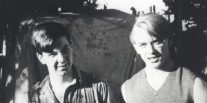The young artists Arthur Boyd (left) and John Perceval at the Boyd's Murrumbeena property.