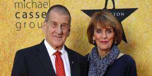 Jeff Kennett and Felicity Kellar pose for a shot on Thursday night.