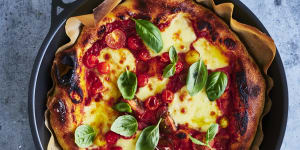 ***EMBARGOED FORÂ GOODÂ FOODÂ KITCHENÂ 2022,EPISODE 7,TUESDAY NOVEMBER 22***Â GoodÂ FoodÂ use only Adam Liaw recipe:'nduja margherita pizza Photography by WilliamÂ MeppemÂ (photographer on contract,no restrictions)