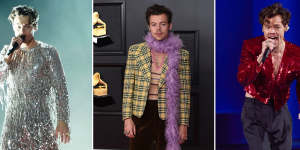 Fringe,sparkles,feathers:Harry Styles has a distinct style.