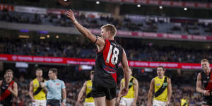 Michael Hurley booted a goal in his final game for the Bombers on Saturday night.