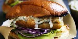 Whiting sandwiches with crab tartare sauce.