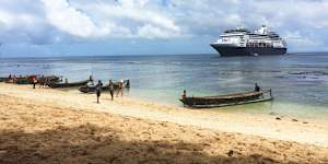 P&O Pacific Eden at the Trobriand Islands of Papua New Guinea. 