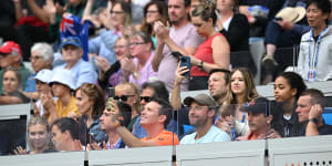 Alex de Minaur’s fervent supporters in his players box at the Australian Open on Friday night.