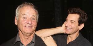 Bill Murray and Andy Karl during the Broadway season of Groundhog Day in 2017. 