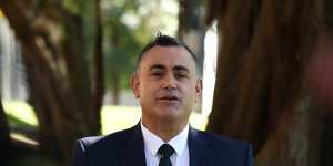 NSW Nationals Leader John Barilaro announces he will resign as NSW Deputy Premier at Parliament House in Sydney on October 4,2021.