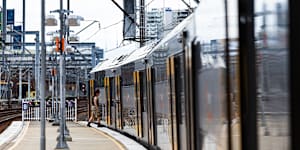Passengers were few and far betwen on the platform at Macdonaldtown station.