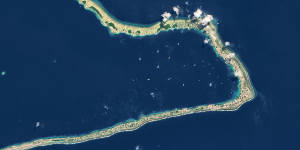A satellite view of Majuro,the capital of the Marshall Islands.