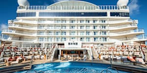 Wayfinder Bay,one of the pool areas on board.