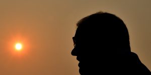 Scott Morrison during a press conference in Sydney on Wednesday,amid the haze of bushfire smoke. The Coalition is now embracing the 50 per cent renewables target.