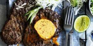 Minute-steak with chipotle butter and lime.
