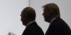 Then-president Donald Trump and Russian President Vladimir Putin at the G20 summit in Osaka,Japan in 2019.