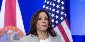 Vice President Kamala Harris speaks about the implementation of Florida’s abortion ban at an event in Jacksonville,Florida.