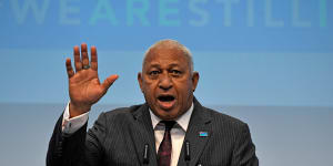 Strong words:Fiji Prime Minister Frank Bainimarama at COP23 climate change conference in Bonn,Germany in 2017.