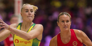 Joanna Weston in action during the Netball World Cup final match in Cape Town against England. 