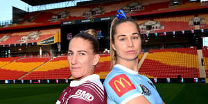 Queensland captain Ali Brigginshaw and her NSW counterpart Kezie Apps.