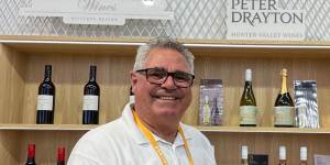 Peter Drayton Wines’ Peter Lucas at the company’s stand at the China International Import Expo in Shanghai on Tuesday.