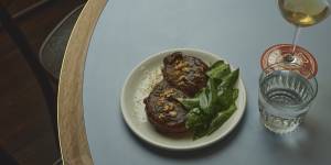 Pork loin with plum and sorrel.