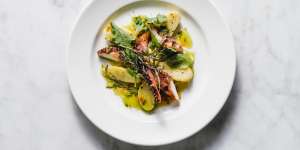 Grilled octopus,new potatoes,'nduja and salsa verde at Agostino.