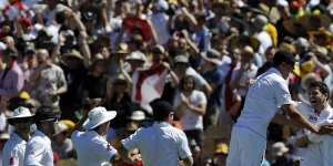 Jimmy Anderson and his England teammates celebrated hard ofter he dismissed Ricky Ponting in Adelaide in 2010.
