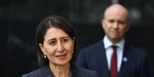 Then-premier Gladys Berejiklian with Matt Kean,her environment minister,in 2020.